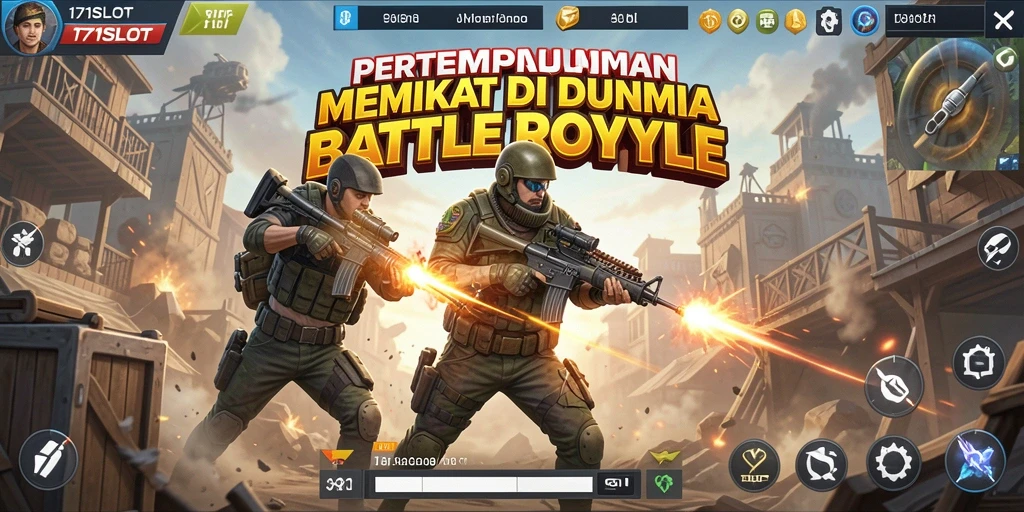 Screenshot utama 171SLOT menampilkan aksi mendebarkan dalam pertempuran Battle Royale.