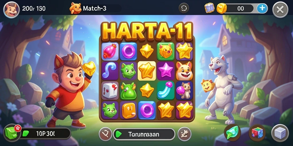 Tampilan gameplay menarik dari HARTA11 dengan keseruan Match-3.