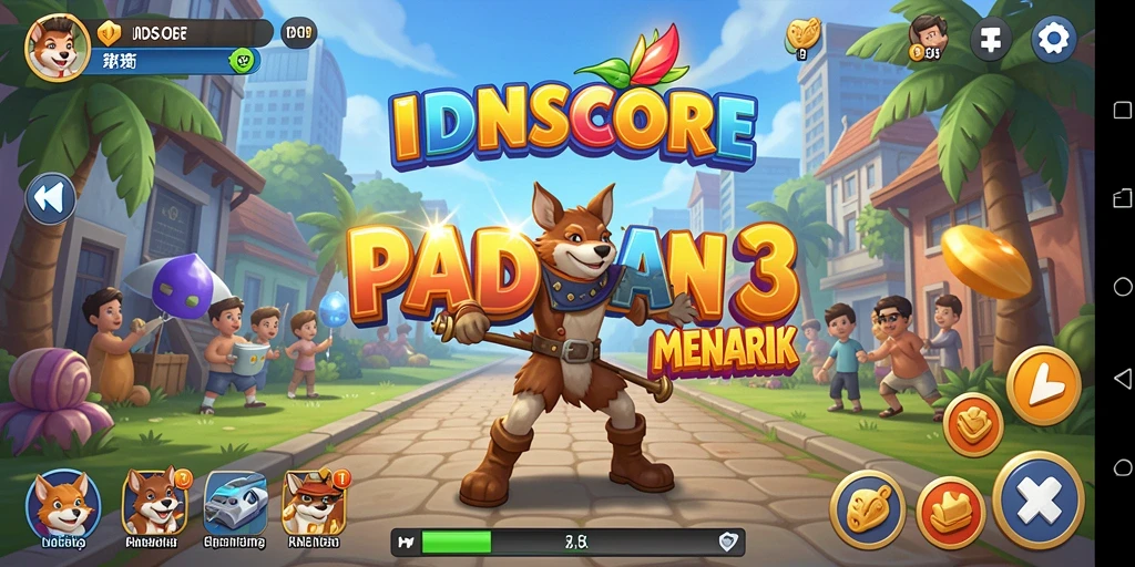 Tampilan gameplay seru dalam IDNSCORE yang penuh warna.