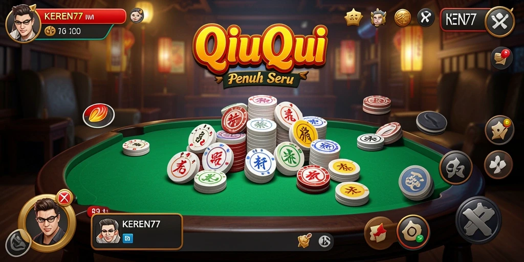 Screenshot gameplay KEREN77 menunjukkan kompetisi QiuQiu yang seru.