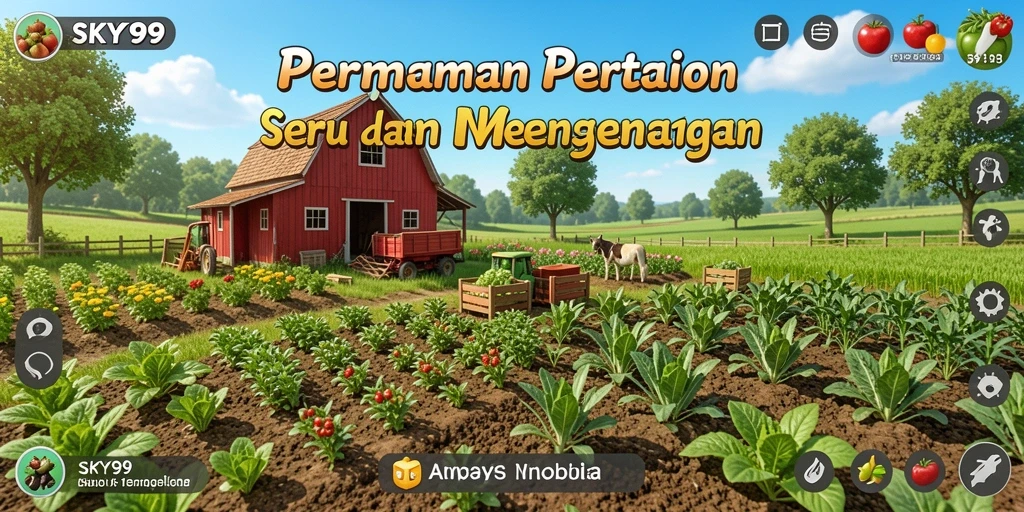 Tampilan menarik dari gameplay pertanian di SKY99.