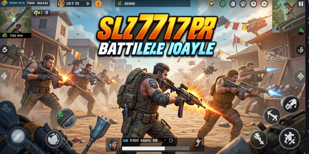 Tangkapan layar utama SL777 menunjukkan aksi pertempuran seru dalam Battle Royale.