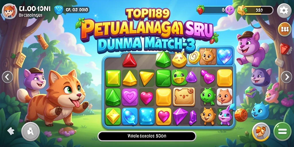 Screenshot gameplay <strong>TOPI189</strong> menampilkan suasana seru dalam tantangan Match-3.