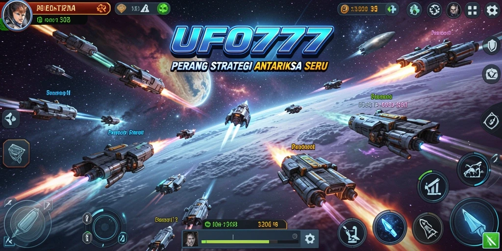 Screenshot gameplay UFO777 menampilkan aksi seru strategi antariksa.